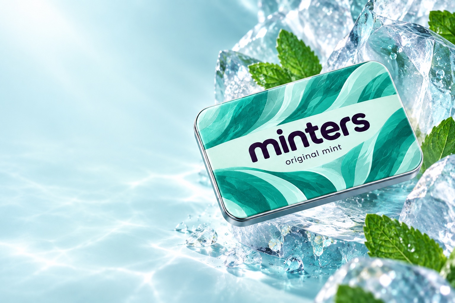 Original mint Slide Tin in a surreal original mint flavor landscape